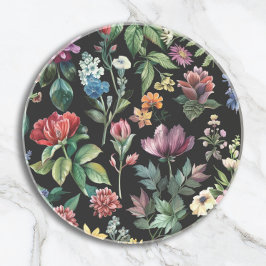 Vintage Botanical Elegance Black Underlägg