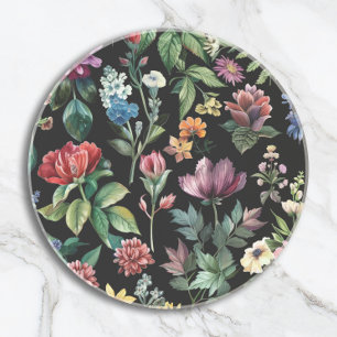 Vintage Botanical Elegance Black Underlägg