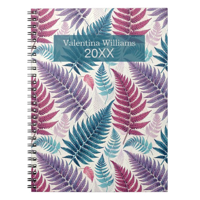 Vintage Botanical Fern Monogram Anteckningsbok (Framsidan)
