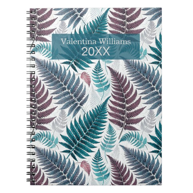 Vintage Botanical Fern Monogram Anteckningsbok (Framsidan)