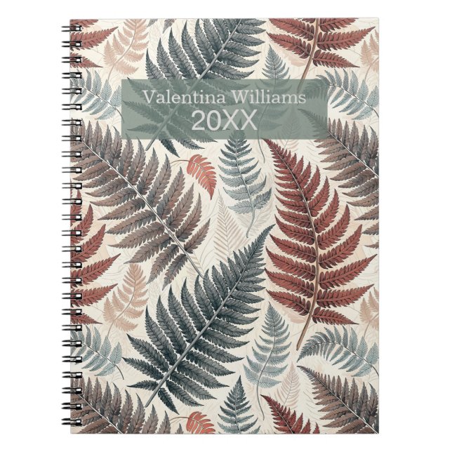 Vintage Botanical Fern Monogram Anteckningsbok (Framsidan)