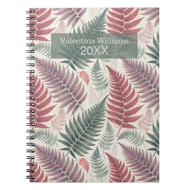 Vintage Botanical Fern Monogram Anteckningsbok (Framsidan)