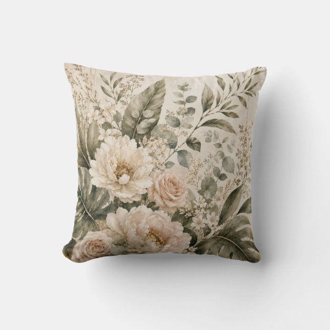 Vintage Botanical Floral Cushion Kudde (Framsida)