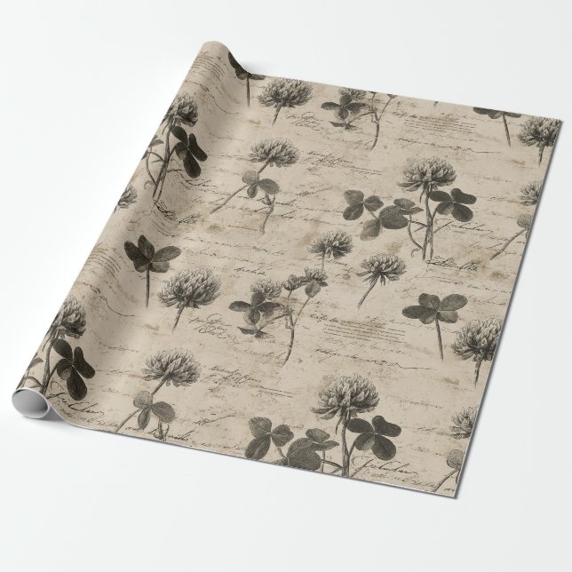 Vintage Botanical Floral Pattern (3) Presentpapper (Utrullad)