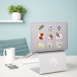Vintage Botanical Flower & Berry Sticker Sheet Klistermärken