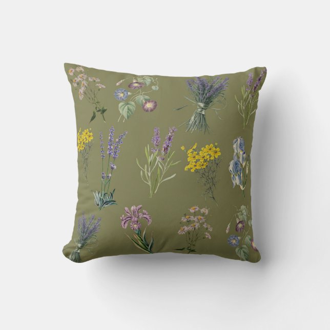 Vintage Botanical Garden Print, Garden Nostalgia Kudde (Framsida)