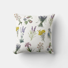 Vintage Botanical Garden Print, Garden Nostalgia Kudde