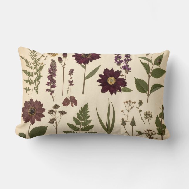 Vintage Botanical Gothic Library Cushion Pillow Lumbarkudde (Framsida)