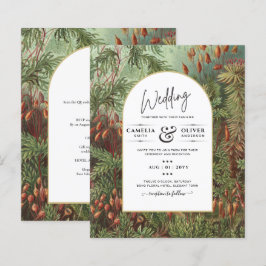 Vintage Botanical Grön Terrakotta Bröllopsinbjudan