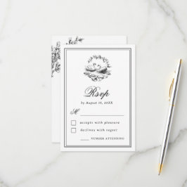 Vintage Botanical Hand Drawn Swan Elegant Wedding OSA Kort