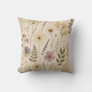 Vintage Botanical Herbarium Decorative Pillow Kudde