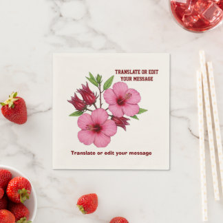 Vintage Botanical Hibiscus Flower edit Pappersservett
