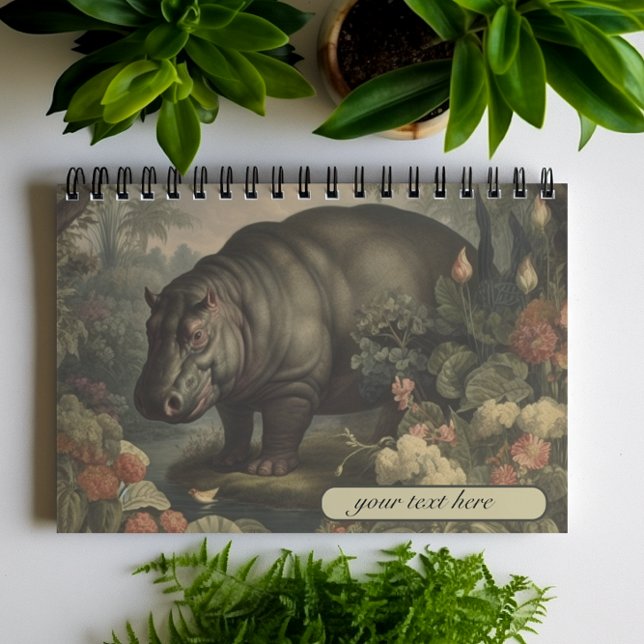 Vintage Botanical Hippo, anpassade Anteckningsbok (Skapare uppladdad)