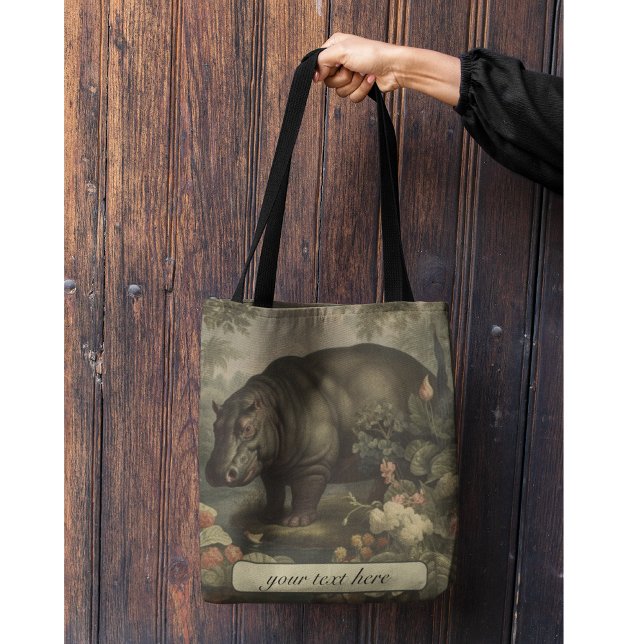 Vintage Botanical Hippo, anpassade Tygkasse (Skapare uppladdad)