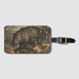 Vintage Botanical Hippo Bagagebricka