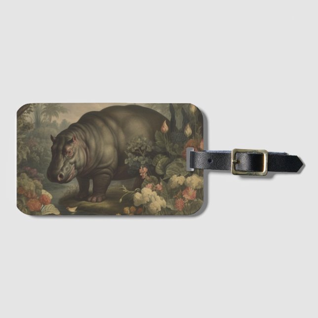 Vintage Botanical Hippo Bagagebricka (Framsida horisontal)