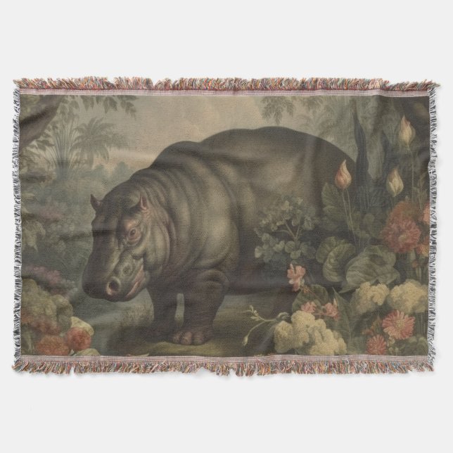 Vintage Botanical Hippo Filt (Framsidan)