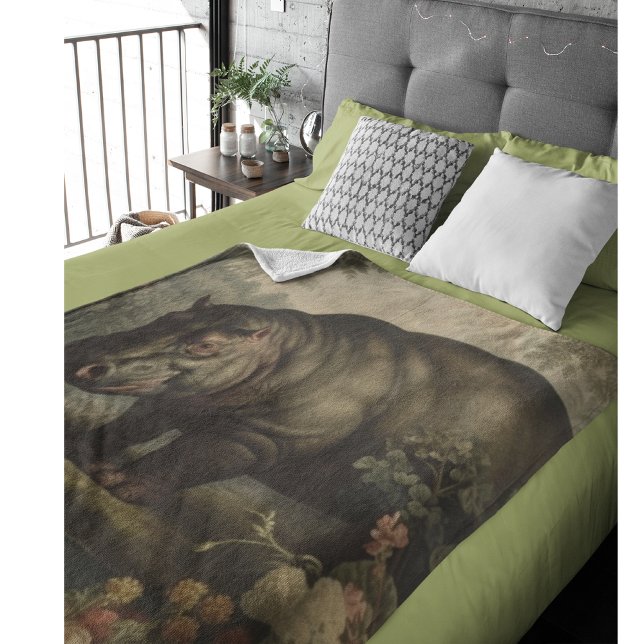 Vintage Botanical Hippo Fleecefilt (Skapare uppladdad)