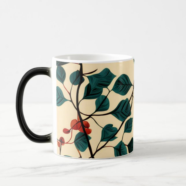 Vintage Botanical Leaf Pattern Mug Desig Magisk Mugg (Vänster)