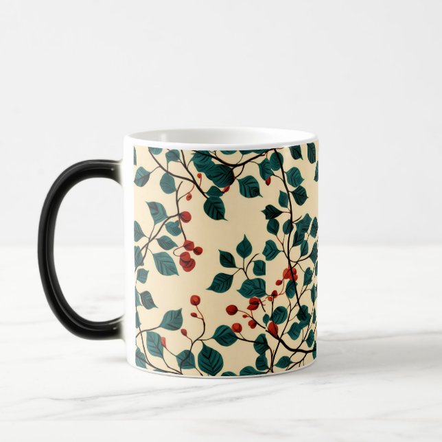 Vintage Botanical Leaf Pattern Mug Desig Magisk Mugg (Vänster)