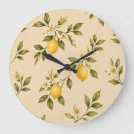 Vintage Botanical Lemon Blossom Wall Clock Stor Klocka