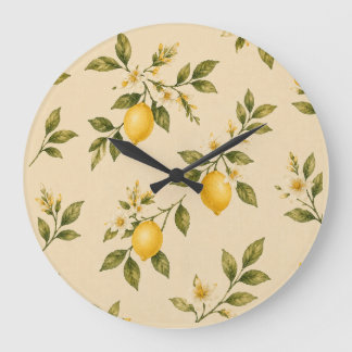 Vintage Botanical Lemon Blossom Wall Clock Stor Klocka