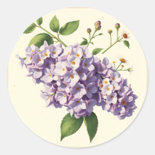 Vintage Botanical Lilac och Chamomile Flowers Runt Klistermärke