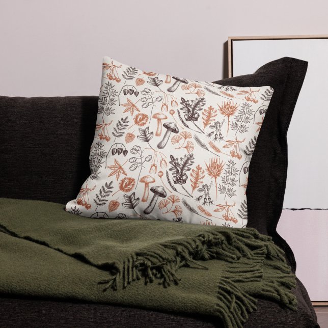 Vintage Botanical Mushroom Fall Kudde (Skapare uppladdad)