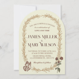 Vintage Botanical Oval Wedding Invite Inbjudningar
