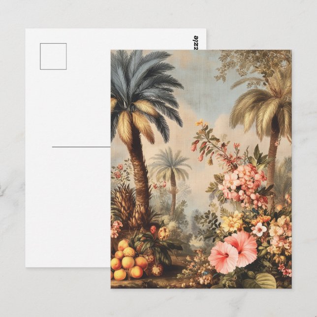 Vintage Botanical Scene with Palms Vykort (Fram/baksida)