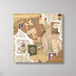 Vintage Botanical Scrapbook Collage Antique Wall  Canvastryck