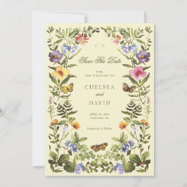 Vintage Botanical WildblomBoho Spara datum Inbjudningar