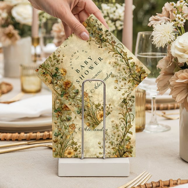 Vintage Botanical Wildflower Baby Shower Pappersservett (Skapare uppladdad)