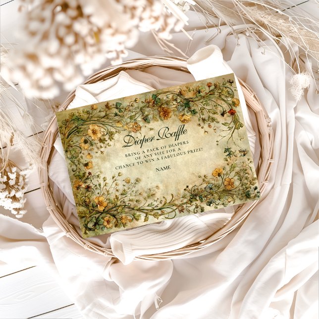 Vintage Botanical Wildflower Diapper Raffle  Tilläggskort (Skapare uppladdad)