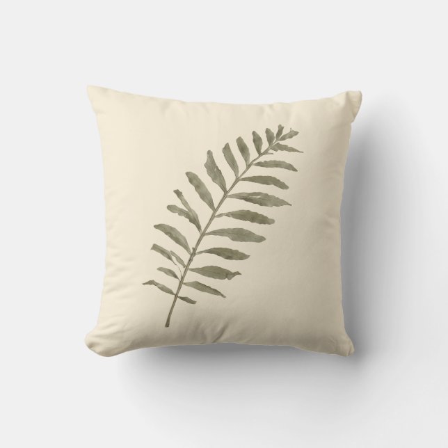 Vintage botanisk akvarell gröna blad kudde (Framsida)