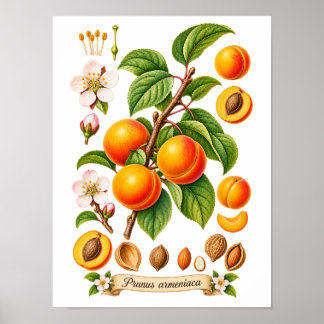 Vintage botanisk aprikosillustration poster