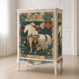 Vintage Botanisk Art Nouveau Enhörning