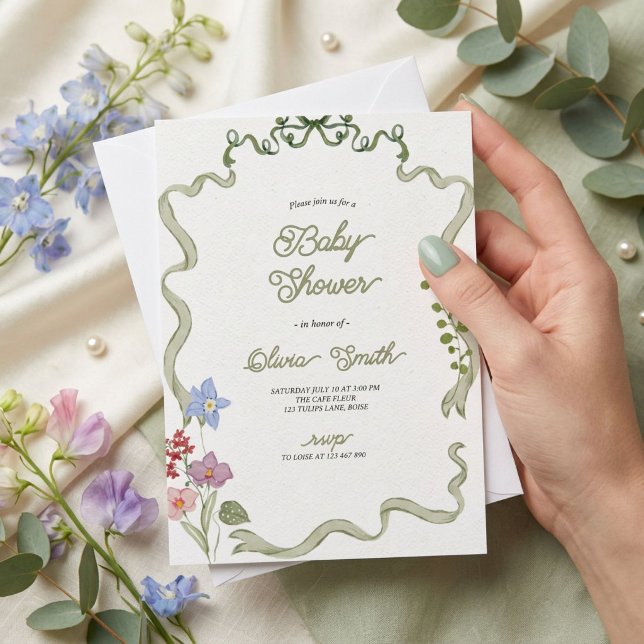 Vintage Botanisk Baby Shower Trädgård Inbjudningar (Skapare uppladdad)