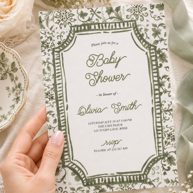 Vintage Botanisk Baby Shower Trädgård Inbjudningar (Skapare uppladdad)