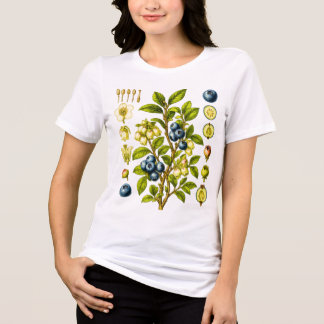 Vintage botanisk blåbärsillustration t shirt