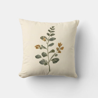 Vintage Botanisk Blad Ört Kräm Kudde