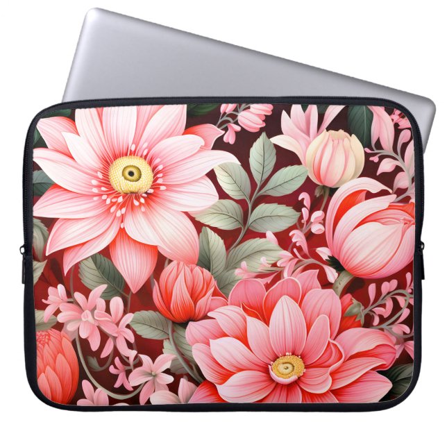 Vintage botanisk blommande trädgård laptop fodral (Framsidan)
