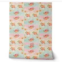 Vintage Botanisk Blommig Rutaccent Tapet