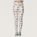 Vintage Botanisk Blommigt Illustration Mönster Blu Leggings<br><div class="desc">Detta vackra illustration mönster har vintage botaniska blommigt teckning i blått.</div>