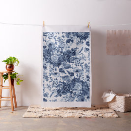 Vintage Botanisk Blommigt Indigo Blue Posy Tyg