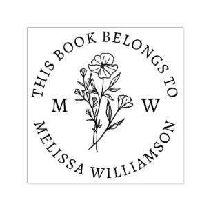 Vintage Botanisk Blommigt Inledande bokningsplattf Självfärgande Stämpel