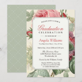 Vintage Botanisk Blommigt Senior Studentfest Inbjudningar