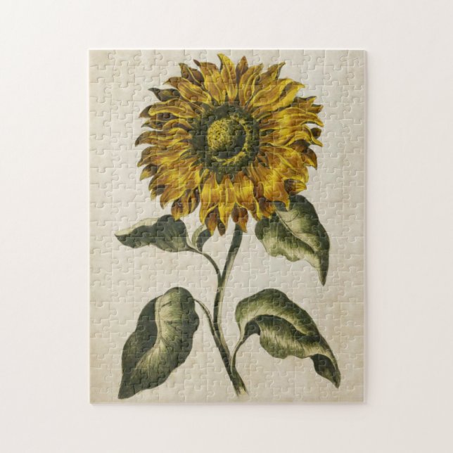 Vintage Botanisk Blommigt Solros Pussel (Vertikal)