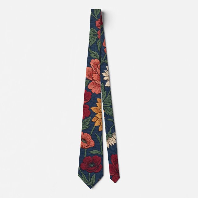 Vintage Botanisk Blomsterträdgård Slips (Framsida)