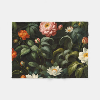 Vintage botanisk blomsterträdgård stilleben fleecefilt